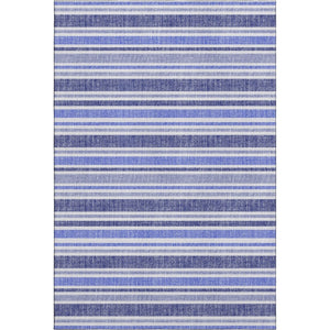 HomeRoots 10' X 14' Blue And Ivory Striped Washable Area Rug – Soft, Stain Resistant, UV Protected for Homes 647788
