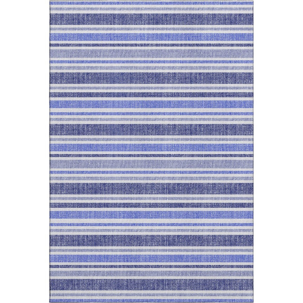HomeRoots 10' X 14' Blue And Ivory Striped Washable Area Rug – Soft, Stain Resistant, UV Protected for Homes 647788