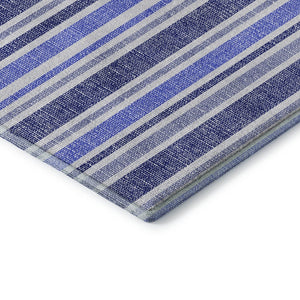 HomeRoots 10' X 14' Blue And Ivory Striped Washable Area Rug – Soft, Stain Resistant, UV Protected for Homes 647788