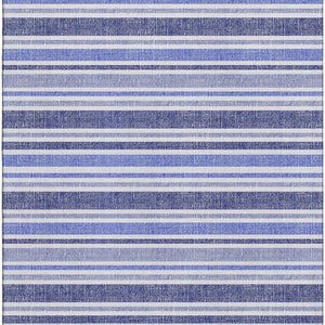 HomeRoots 10' X 14' Blue And Ivory Striped Washable Area Rug – Soft, Stain Resistant, UV Protected for Homes 647788