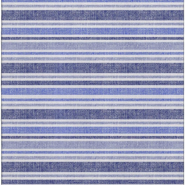 HomeRoots 10' X 14' Blue And Ivory Striped Washable Area Rug – Soft, Stain Resistant, UV Protected for Homes 647788