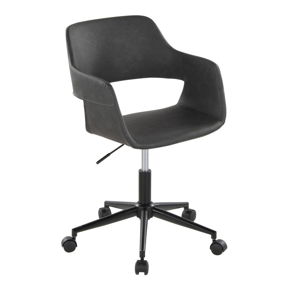 English Elm Margarite Contemporary Task Chair: Stylish Grey Faux Leather & Black Metal For Home Office Comfort B202P223918