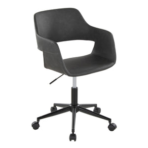 English Elm Margarite Contemporary Task Chair: Stylish Grey Faux Leather & Black Metal For Home Office Comfort B202P223918