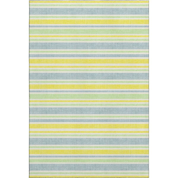 HomeRoots 5' X 8' Coastal Denim Blue & Yellow Striped Area Rug - Washable, UV Protected, Perfect for Homes! 647790
