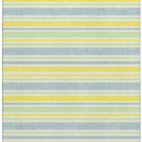 HomeRoots 5' X 8' Coastal Denim Blue & Yellow Striped Area Rug - Washable, UV Protected, Perfect for Homes! 647790
