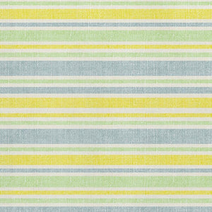 HomeRoots 8' X 10' Stylish Denim Blue & Yellow Striped Washable Area Rug with UV Protection for High-Traffic Spaces 647792
