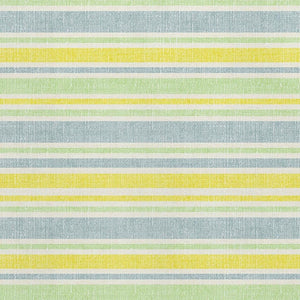 HomeRoots 9' X 12' Denim Blue & Yellow Striped Washable Area Rug – Durable, UV-Protected, Easy-Care Design! 647793
