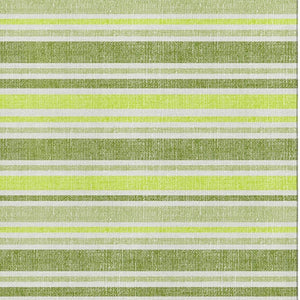 HomeRoots 5' X 8' Stylish Fern Green & Ivory Striped Washable Area Rug with UV Protection for Busy Homes 647796