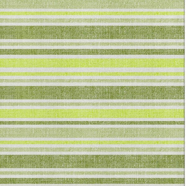HomeRoots 5' X 8' Stylish Fern Green & Ivory Striped Washable Area Rug with UV Protection for Busy Homes 647796