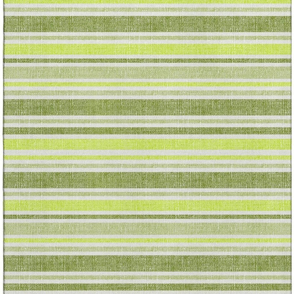 HomeRoots 5' X 8' Stylish Fern Green & Ivory Striped Washable Area Rug with UV Protection for Busy Homes 647796