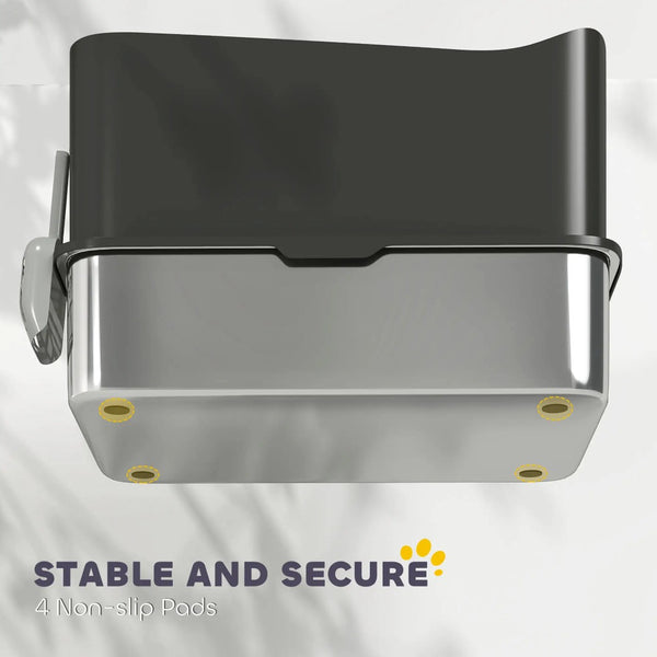 English Elm Cat Top Entry Enclosed Litter Box with Stainless Steel Tray and Anti-scatter Grooved Lid T3971P397355