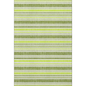 HomeRoots 8' X 10' Fern Green & Ivory Striped Washable Area Rug with UV Protection for Busy Homes & Pets 647798