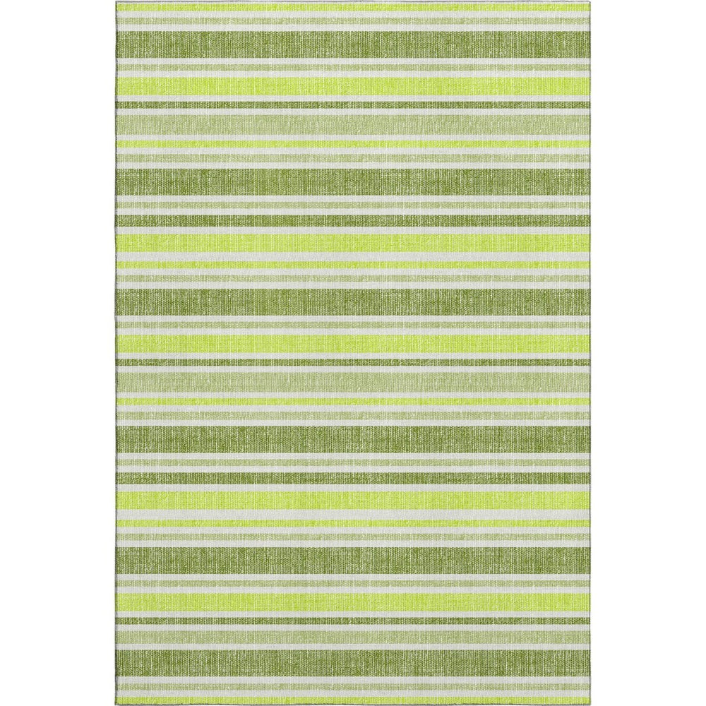 HomeRoots 9' X 12' Fern Green & Ivory Striped Washable Area Rug - UV Protected, Stain Resistant for Any Space 647799