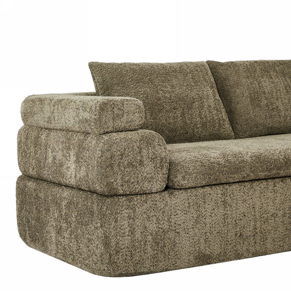 English Elm 106" L-shaped Sectional Sofa Modular Chaise Lounge Neutral Fabric Living Room Olive Green N771P396321L_N771P396322L
