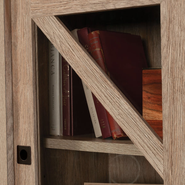 English Elm Library Hutch - Rustic Brown Finish With Space-Saving Design For Stylish Storage & Organization B356P402623