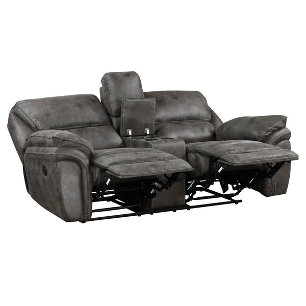 English Elm Plush Power Reclining Loveseat Microfiber Upholstered with Usb Port and Console Gray B011P230436