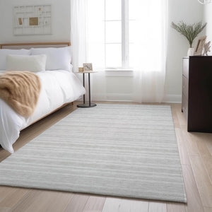 HomeRoots 8' X 10' Ivory And Gray Striped Washable Area Rug - UV Protected, Stain-Resistant for Every Space! 647816