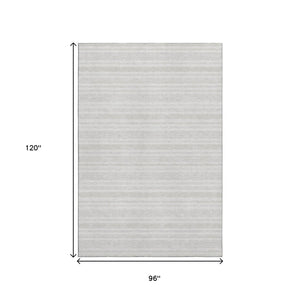 HomeRoots 8' X 10' Ivory And Gray Striped Washable Area Rug - UV Protected, Stain-Resistant for Every Space! 647816