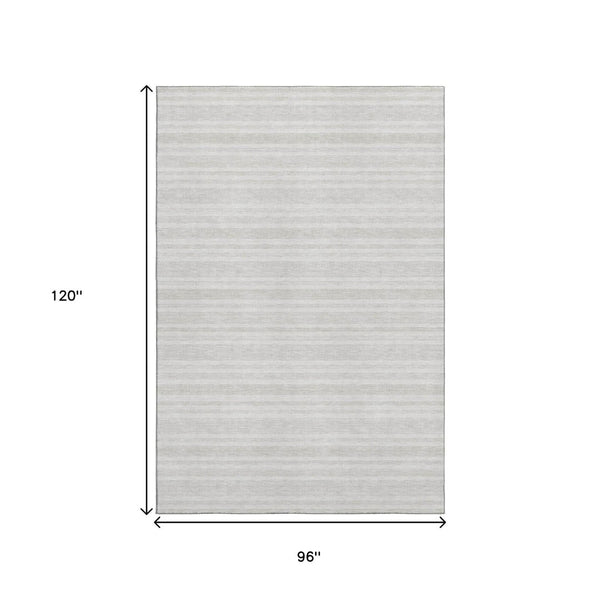 HomeRoots 8' X 10' Ivory And Gray Striped Washable Area Rug - UV Protected, Stain-Resistant for Every Space! 647816