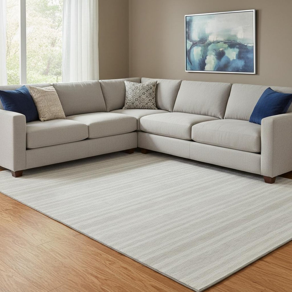 HomeRoots 8' X 10' Ivory And Gray Striped Washable Area Rug - UV Protected, Stain-Resistant for Every Space! 647816