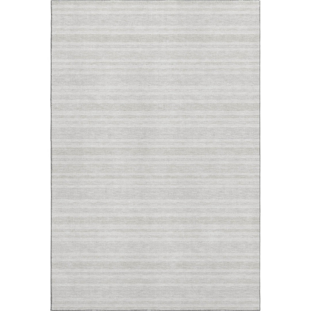 HomeRoots 9' X 12' Ivory and Gray Striped Washable Area Rug - Durable Design with UV Protection & Easy Care 647817