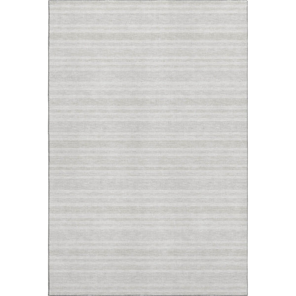 HomeRoots 9' X 12' Ivory and Gray Striped Washable Area Rug - Durable Design with UV Protection & Easy Care 647817