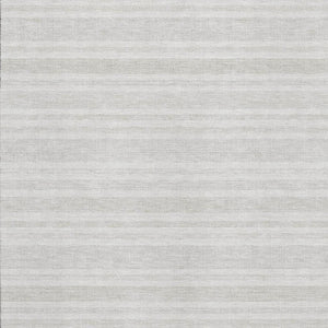 HomeRoots 9' X 12' Ivory and Gray Striped Washable Area Rug - Durable Design with UV Protection & Easy Care 647817