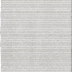 HomeRoots 10' X 14' Ivory and Gray Striped Washable Area Rug with UV Protection for Durable, Stylish Spaces 647818