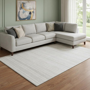 HomeRoots 10' X 14' Ivory and Gray Striped Washable Area Rug with UV Protection for Durable, Stylish Spaces 647818