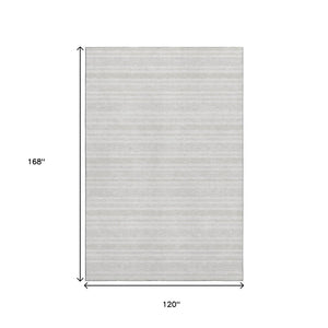 HomeRoots 10' X 14' Ivory and Gray Striped Washable Area Rug with UV Protection for Durable, Stylish Spaces 647818