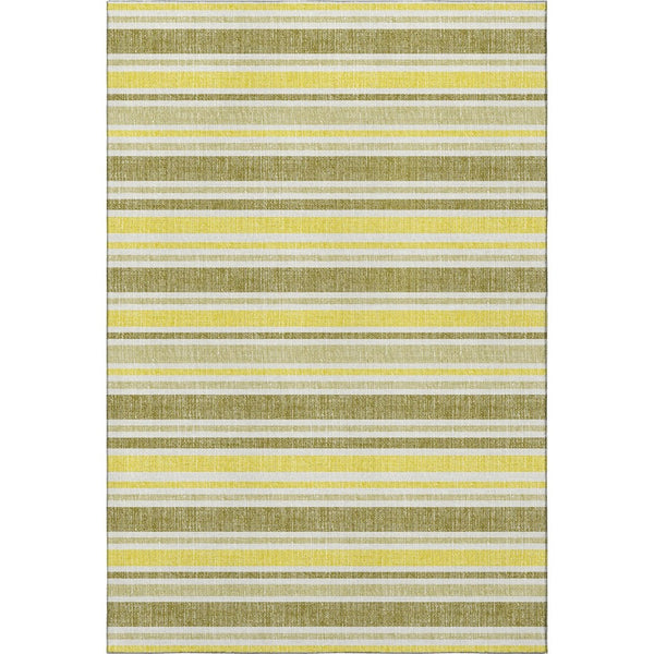 HomeRoots 5' X 8' Washable Khaki and Gold Striped Area Rug with UV Protection for Stylish, Durable Living Spaces 647820