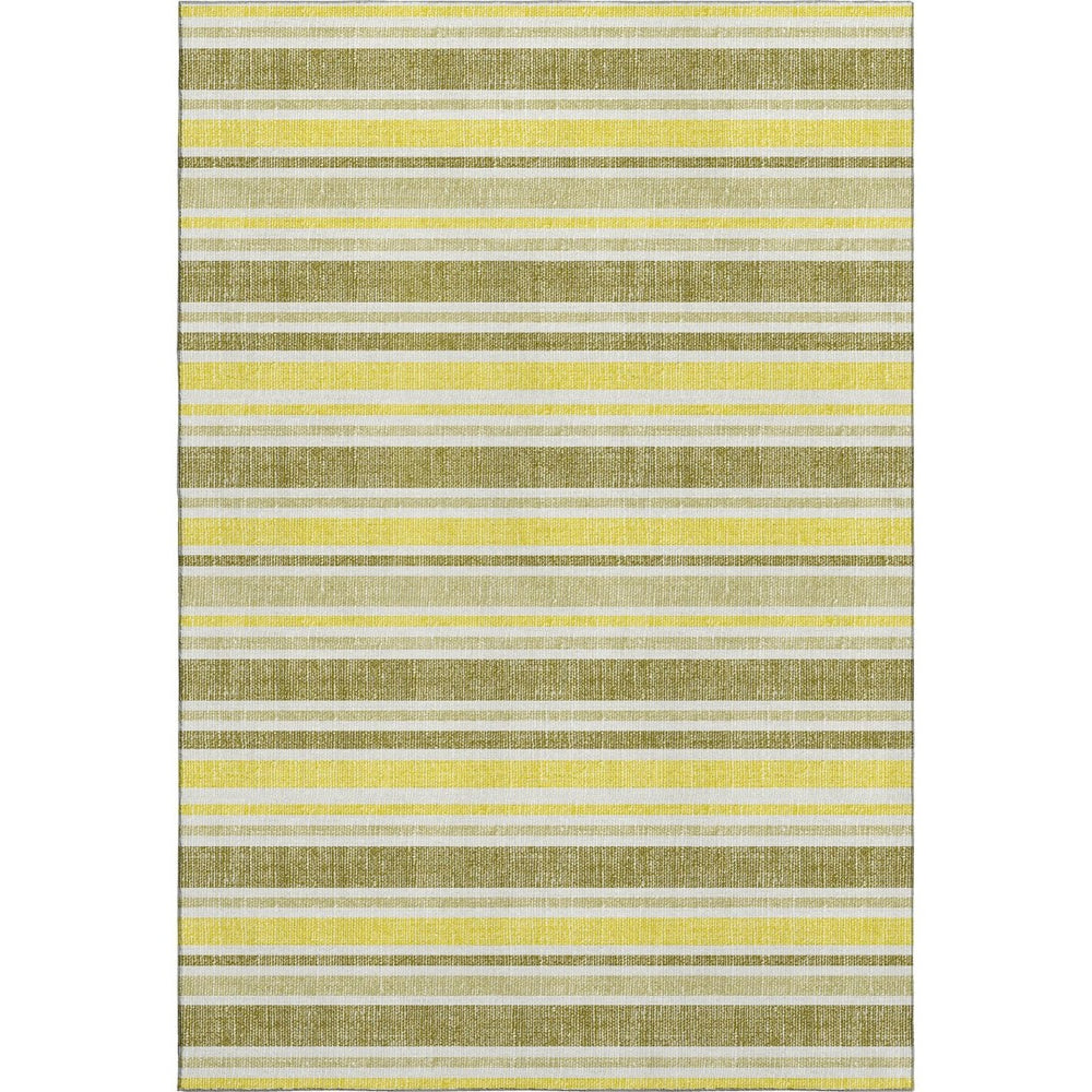 HomeRoots 8' X 10' Stylish Khaki & Gold Striped Washable Area Rug with UV Protection for Busy Households 647822