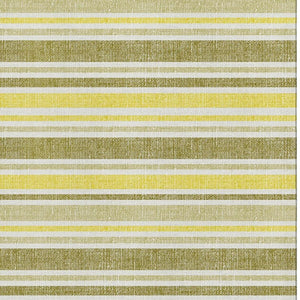 HomeRoots 9' X 12' Stylish Khaki & Gold Striped Washable Area Rug with UV Protection for Busy Homes 647823