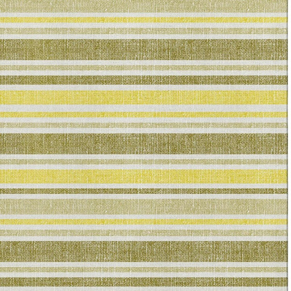 HomeRoots 9' X 12' Stylish Khaki & Gold Striped Washable Area Rug with UV Protection for Busy Homes 647823
