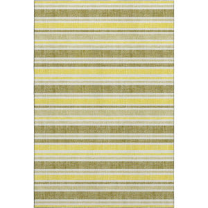 HomeRoots 10' X 14' Khaki & Gold Striped Area Rug - Durable, Washable, UV-Protected for Timeless Style & Comfort 647824