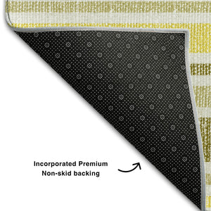 HomeRoots 10' X 14' Khaki & Gold Striped Area Rug - Durable, Washable, UV-Protected for Timeless Style & Comfort 647824