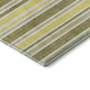HomeRoots 10' X 14' Khaki & Gold Striped Area Rug - Durable, Washable, UV-Protected for Timeless Style & Comfort 647824