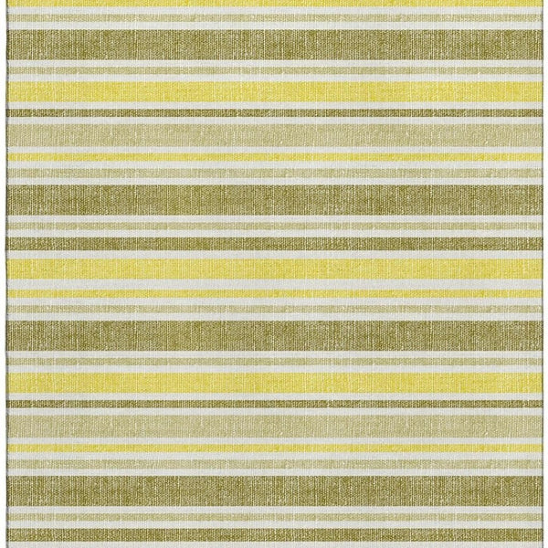 HomeRoots 10' X 14' Khaki & Gold Striped Area Rug - Durable, Washable, UV-Protected for Timeless Style & Comfort 647824