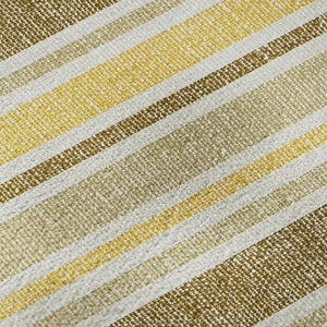 HomeRoots 8' Coffee and Gold Striped Round Rug - Washable, Durable, UV Protected for Stylish Living Spaces 647833