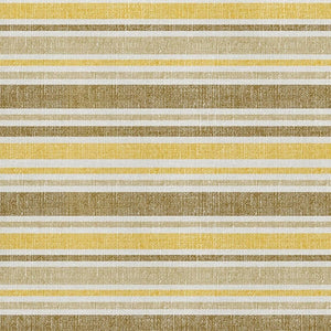 HomeRoots 9' X 12' Stylish Coffee & Gold Striped Washable Area Rug with UV Protection for Homes & Pets 647835