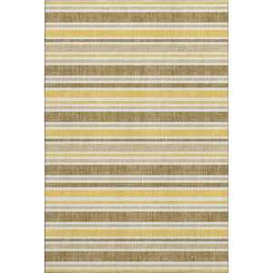 HomeRoots 10' X 14' Stylish Coffee & Gold Striped Washable Area Rug with UV Protection for Easy Care & Comfort 647836