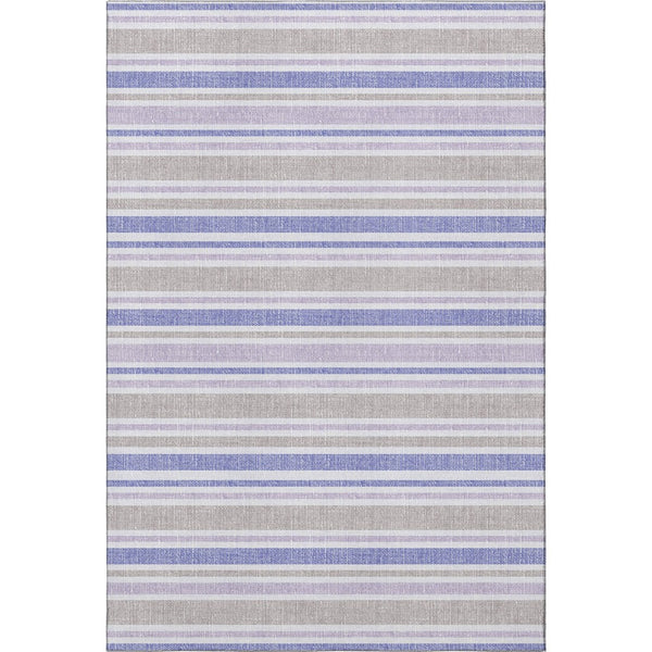 HomeRoots 8' X 10' Navy Blue & Lavender Striped Washable Area Rug - Durable, Stain-Resistant, UV Protected! 647840