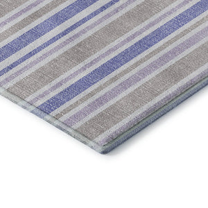 HomeRoots 10' X 14' Navy Blue & Lavender Striped Washable Area Rug with UV Protection for Stylish Spaces 647842