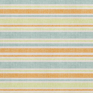 HomeRoots 5' X 8' Striped Area Rug in Vibrant Orange, Green & Blue – Washable, UV Protected & Durable Design 647844