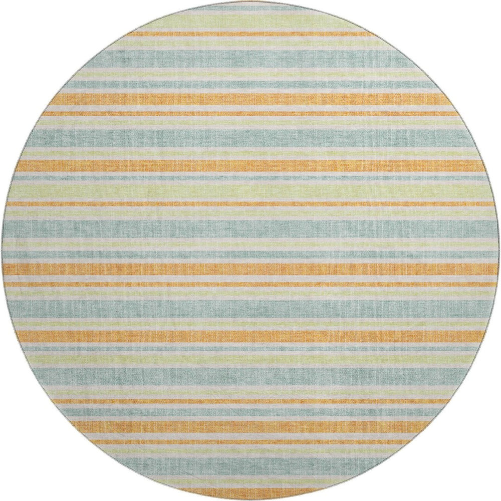 HomeRoots 8' Vibrant Striped Round Washable Rug – UV Protected, Stain-Resistant, Ideal for High-Traffic Areas 647845