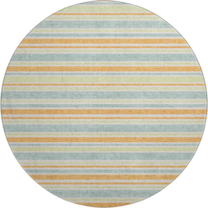 HomeRoots 8' Vibrant Striped Round Washable Rug – UV Protected, Stain-Resistant, Ideal for High-Traffic Areas 647845