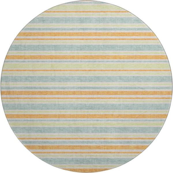 HomeRoots 8' Vibrant Striped Round Washable Rug – UV Protected, Stain-Resistant, Ideal for High-Traffic Areas 647845