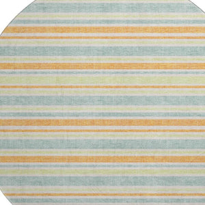 HomeRoots 8' Vibrant Striped Round Washable Rug – UV Protected, Stain-Resistant, Ideal for High-Traffic Areas 647845