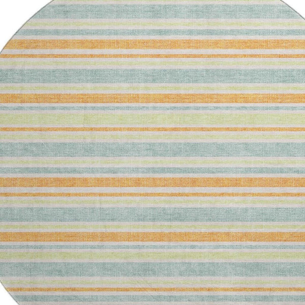 HomeRoots 8' Vibrant Striped Round Washable Rug – UV Protected, Stain-Resistant, Ideal for High-Traffic Areas 647845