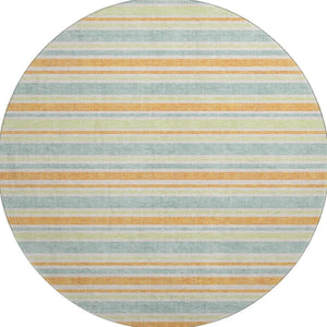 HomeRoots 8' Vibrant Striped Round Washable Rug – UV Protected, Stain-Resistant, Ideal for High-Traffic Areas 647845